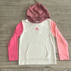 Girls adidas size large (14) pink and white hoodie